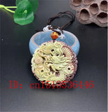 Chinese Natural Jade Dragon Pendant Necklace Charm Hand-Carved Lucky Amulet