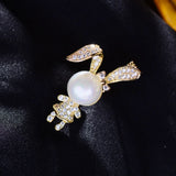 Year Rabbit Brooch Pearl Personality Cartoon Pin Collar Anti-glare Buckle