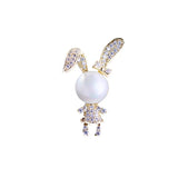 Year Rabbit Brooch Pearl Personality Cartoon Pin Collar Anti-glare Buckle