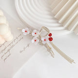 Chinese Pipa Hair Clip Hairpin Tassel Floral Hair Claw Headpiece