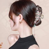 Chinese Pipa Hair Clip Hairpin Tassel Floral Hair Claw Headpiece
