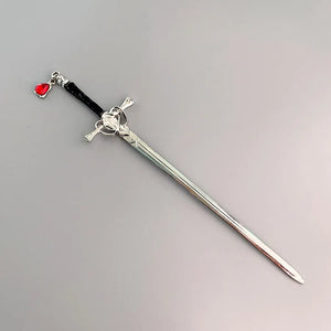 Chinese Punk Ruby Pendant Sword Hairpin Headdress
