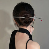 Chinese Punk Ruby Pendant Sword Hairpin Headdress