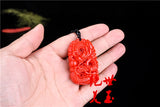Hand-Carved Red Jade Dragon Pendant Necklace for Her