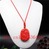Chinese Red Jade Tiger Pendant Necklace Charm Jadeite Jewelry Carved Amulet Luck