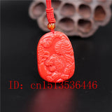 Chinese Red Jade Tiger Pendant Necklace Charm Jadeite Jewelry Carved Amulet Luck