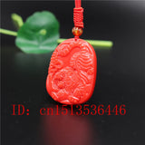Chinese Red Jade Tiger Pendant Necklace Charm Jadeite Jewelry Carved Amulet Luck