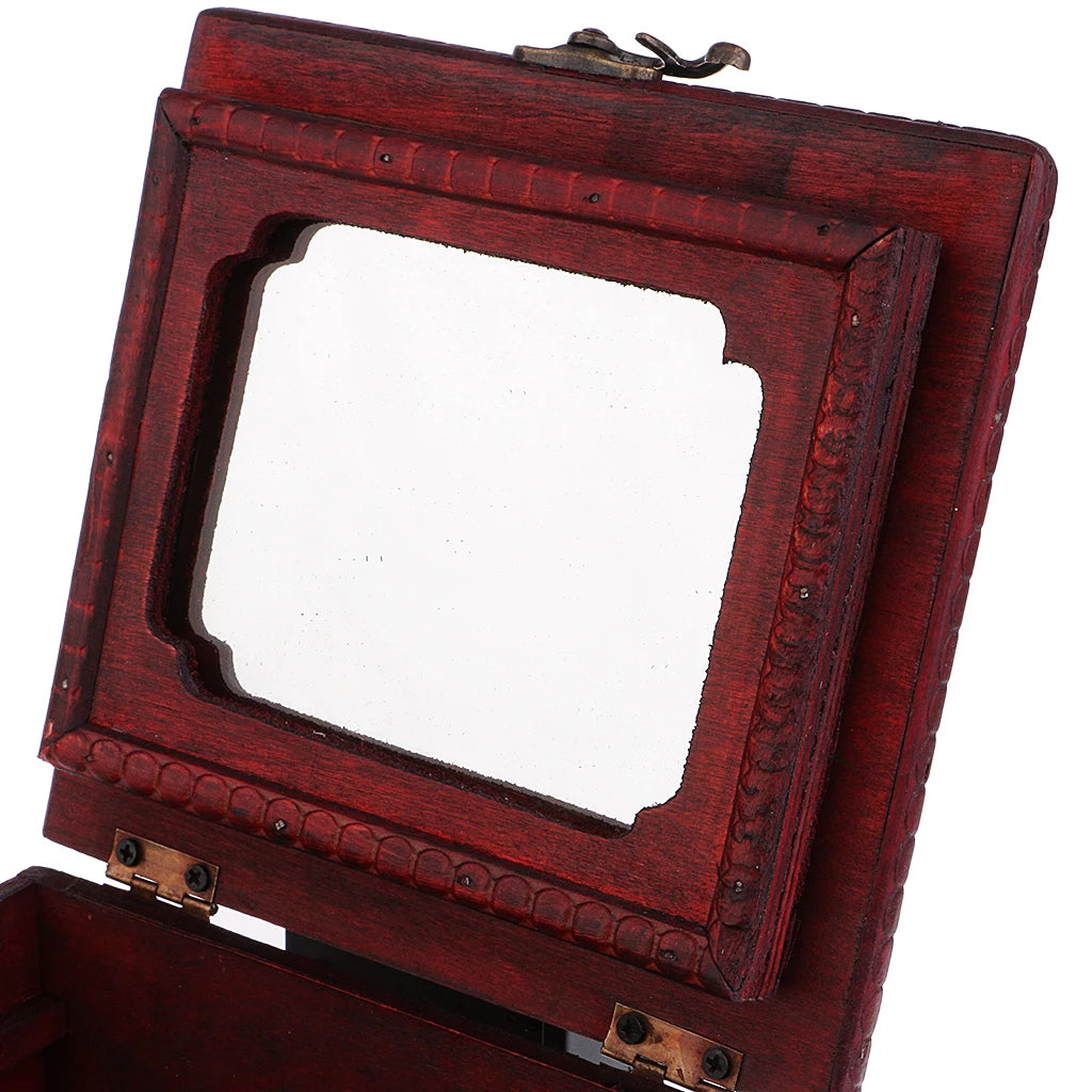 Chinese Retro Vintage Style Wooden Jewelry Box Organizer with Handle