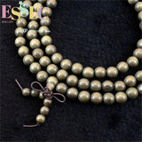 Chinese Sichuan Golden Phoebe Hand String Buddhist 108 Prayer Men's Bracelet