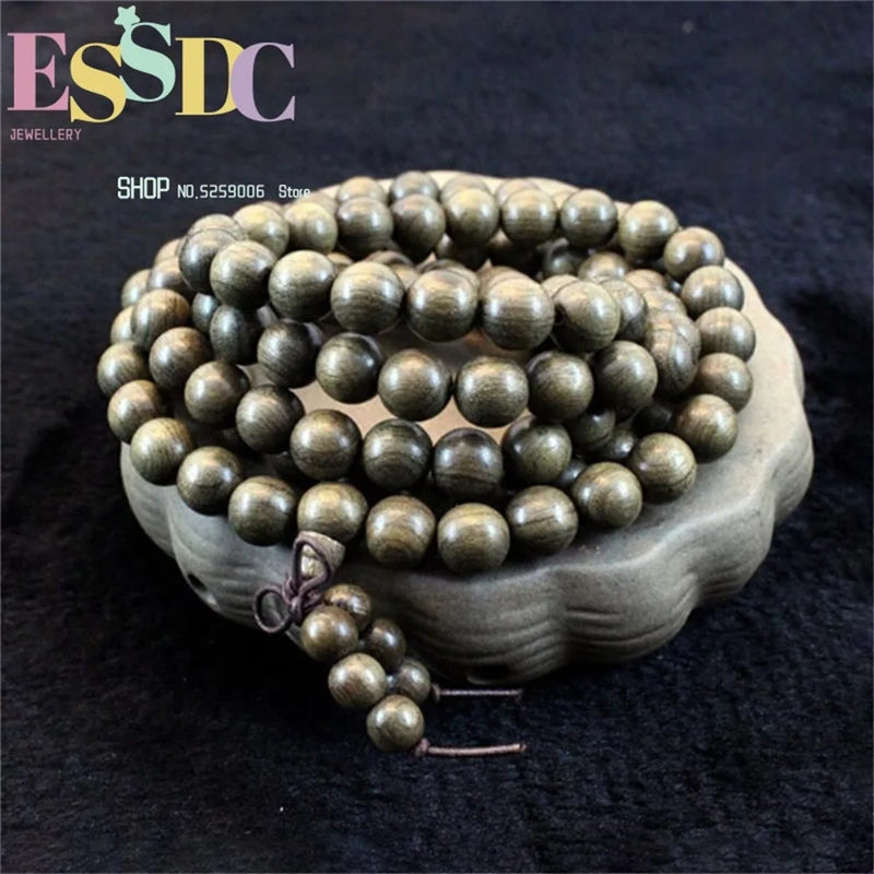 Chinese Sichuan Golden Phoebe Hand String Buddhist 108 Prayer Men's Bracelet