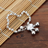 925 Silver Bracelet Bead Chain Chinese Lock Pendant Bangle Birthday Gift