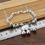 925 Silver Bracelet Bead Chain Chinese Lock Pendant Bangle Birthday Gift