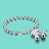 925 Silver Bracelet Bead Chain Chinese Lock Pendant Bangle Birthday Gift