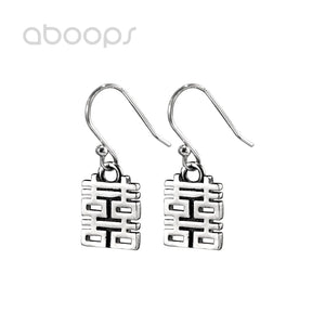 925 Silver Double Happiness Earrings for Women Girls