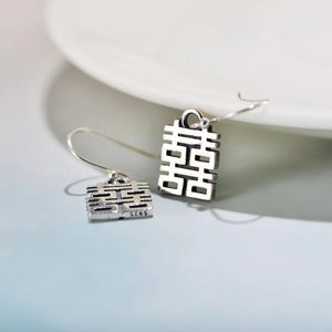925 Silver Double Happiness Earrings for Women Girls