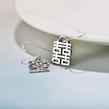 925 Silver Double Happiness Earrings for Women Girls