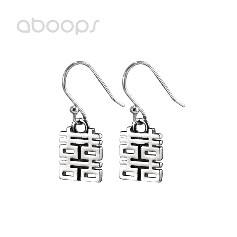 925 Silver Double Happiness Earrings for Women Girls