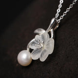 925 Silver Freshwater Pearl Pendant Necklace Retro Crystal Choker XL028