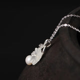 925 Silver Freshwater Pearl Pendant Necklace Retro Crystal Choker XL028