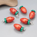 999 Silver Red Enamel Radish Carrot Pendant for Jewelry Making