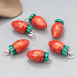 999 Silver Red Enamel Radish Carrot Pendant for Jewelry Making