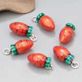 999 Silver Red Enamel Radish Carrot Pendant for Jewelry Making