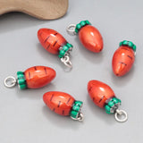 999 Silver Red Enamel Radish Carrot Pendant for Jewelry Making