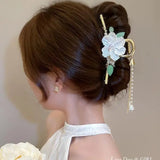 Antique Hanfu Flower Tassel Hair Clip Chinese Style Women Hair Claw