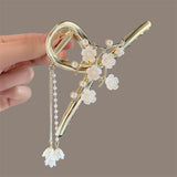 Antique Hanfu Flower Tassel Hair Clip Chinese Style Women Hair Claw