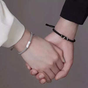 Bamboo Slub Couple Bracelets for Women Minimalist Promise Bracelet