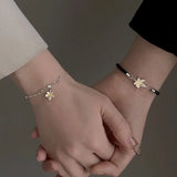 Bamboo Slub Couple Bracelets for Women Minimalist Promise Bracelet