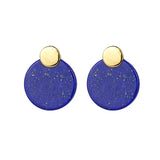 Chinese Style Lapis Lazuli Round Earrings Retro Jewelry