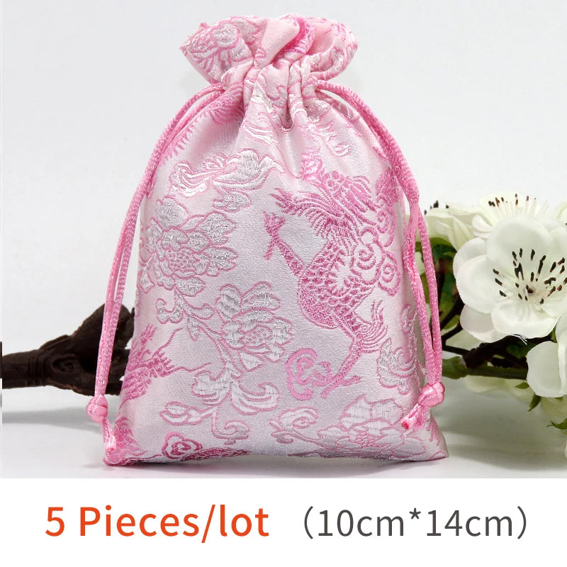 Chinese Style Cloth Bag Retro Sea Wave Plum Blossom Pattern Brocade Empty Bag