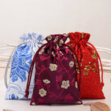 Chinese Style Cloth Bag Retro Sea Wave Plum Blossom Pattern Brocade Empty Bag