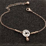 Chinese Style Copper Coin & Bead Bell Anklet for Women & Girls