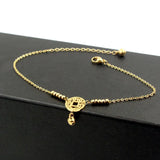Chinese Style Copper Coin & Bead Bell Anklet for Women & Girls