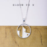 Chinese Style Eaves House Pendant Necklace 925 Sterling Silver Chain XL038