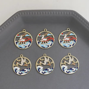 Chinese Style Enamel Alloy Charms Bracelet Necklace Earring Pendant 20pcs