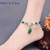 Chinese Style Hand-woven Agate Anklet Femininity Flower Beads Bare Feet