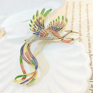 Chinese Phoenix Zircon Brooch for Women National Corsage Pin