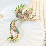 Chinese Phoenix Zircon Brooch for Women National Corsage Pin
