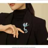 Chinese Phoenix Zircon Brooch for Women National Corsage Pin