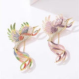 Chinese Phoenix Zircon Brooch for Women National Corsage Pin