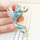 Chinese Phoenix Zircon Brooch for Women National Corsage Pin
