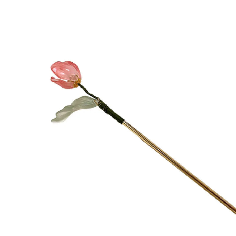 Chinese Style Flowers Hair Stick Vintage Metal Tulip Hairpin Headwear