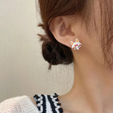 Chinese Style Fox Mask Pink Tassel Clip Earrings