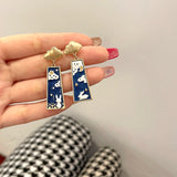 Chinese Style Bunny Ear Clip Earrings Geometric Design Clouds Rabbit Clip-On