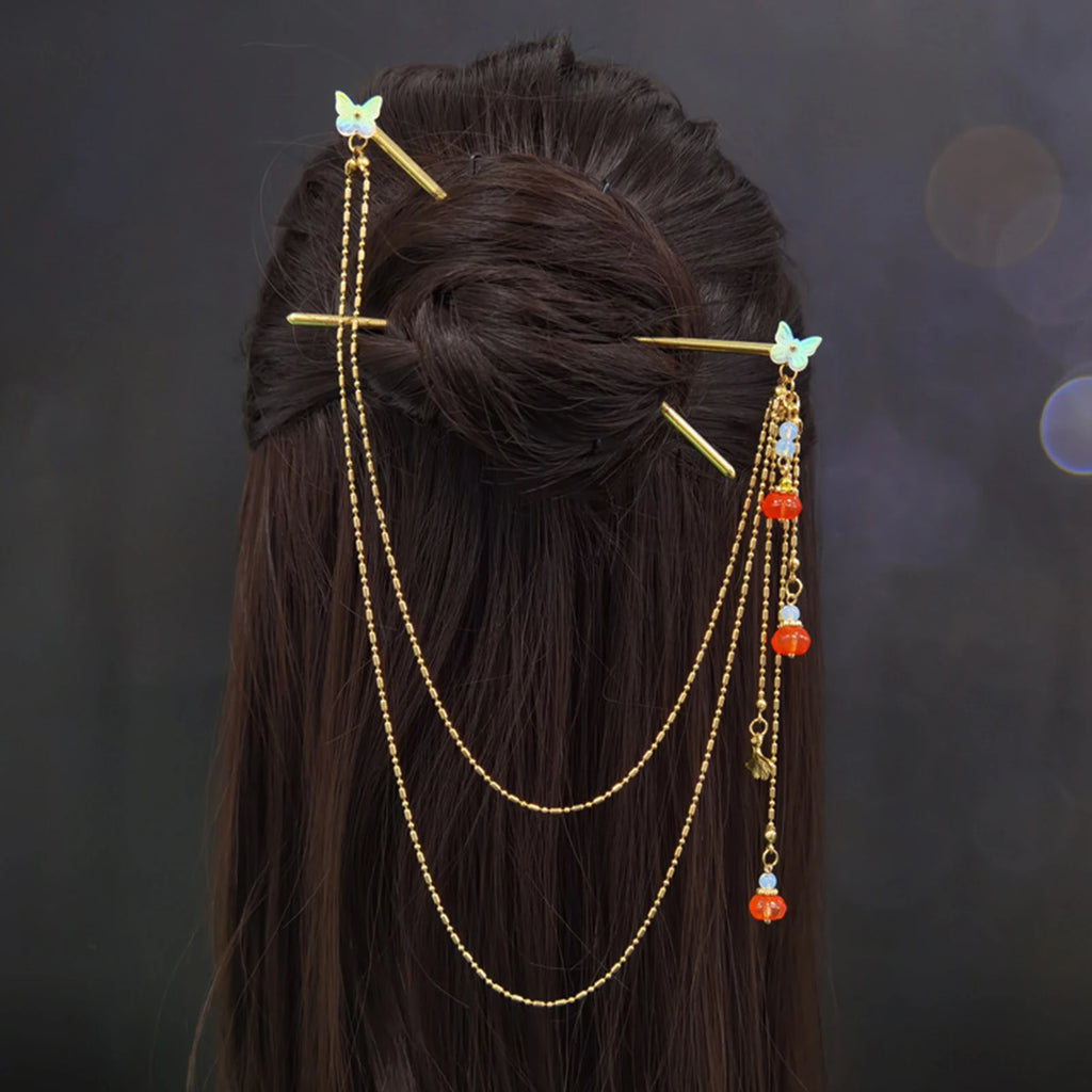 Chinese Style Hair Jewelry Metal Hair Sticks Forks Pearl Pendant