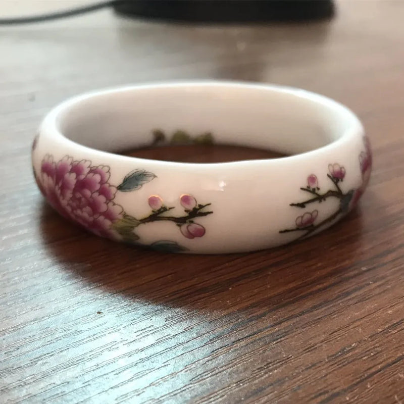 Chinese Style Ceramic Bangles Pastel Charm Bangle for Women