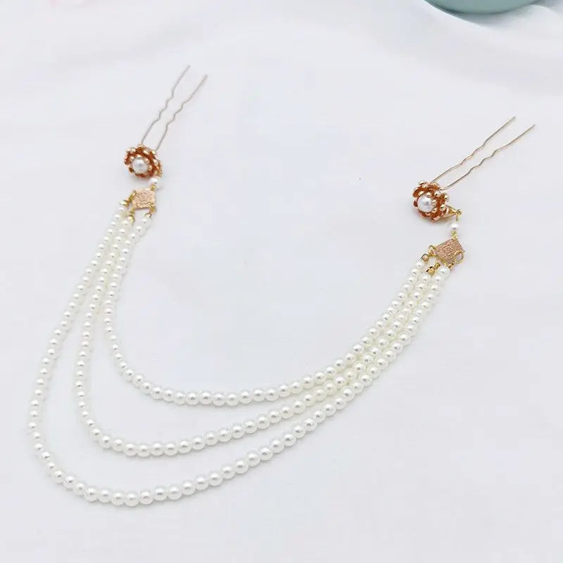 Chinese Style Hanfu Flower Hairpins for Women Hair Clip Head Jewelry